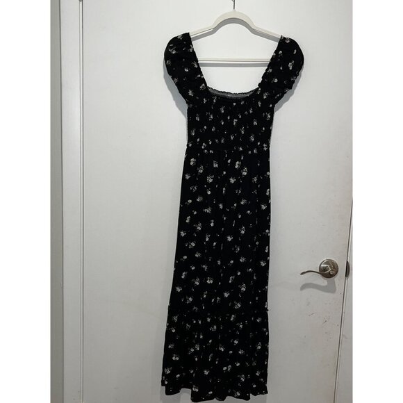 Aeropostale Black Floral Square-Neck Tiered Midi Dress Size XS - Picture 5 of 10